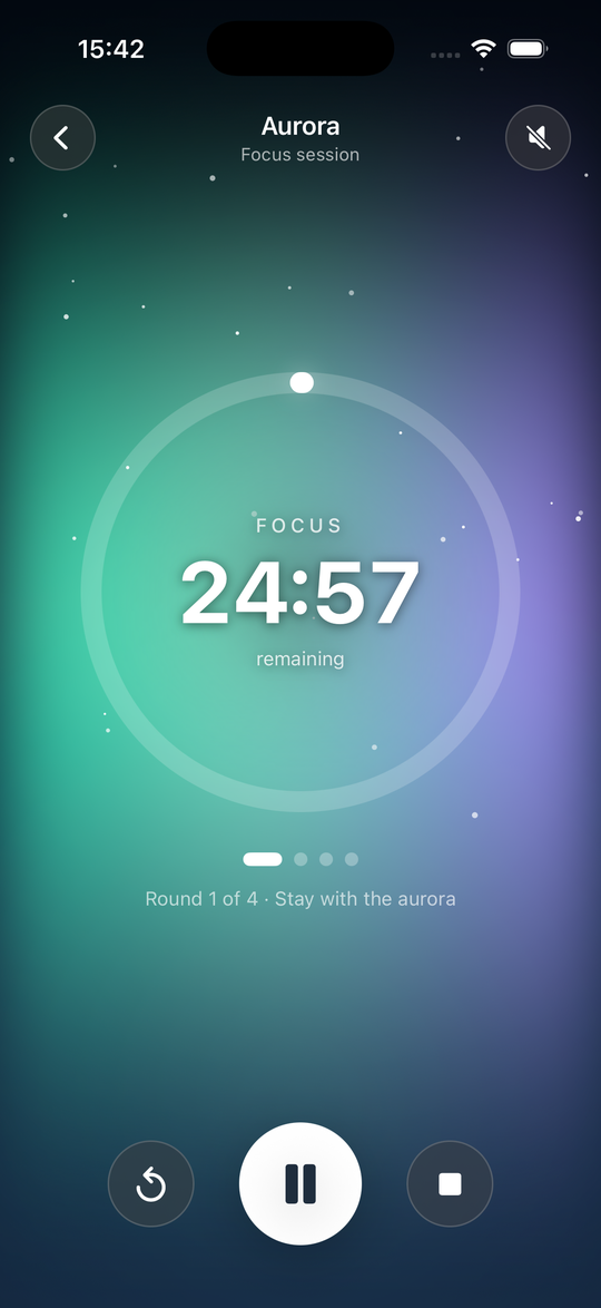 Aurora focus timer on iPhone